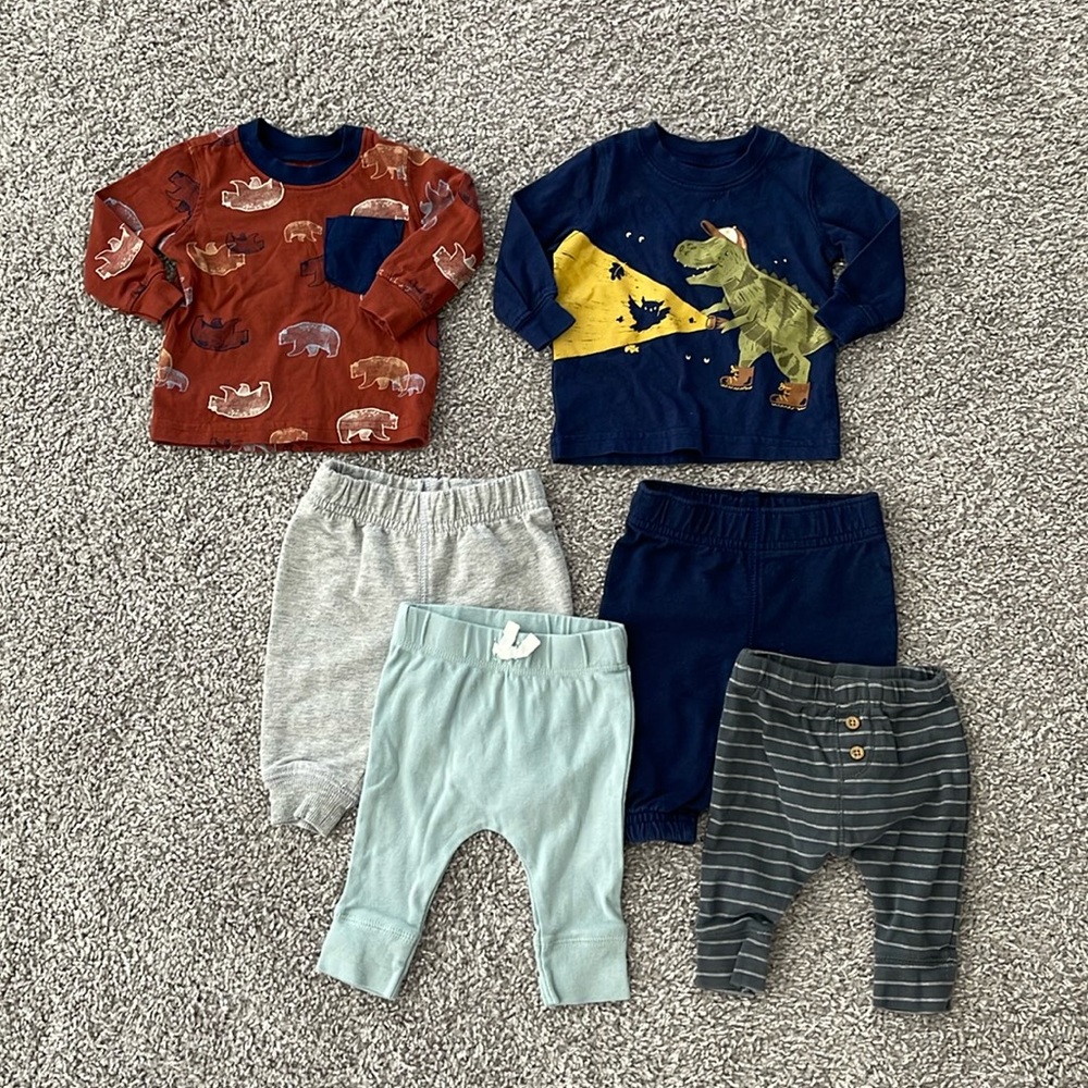Lot of 6 Carter’s Infant Baby Tops and Pants - Size 3M 3 Months